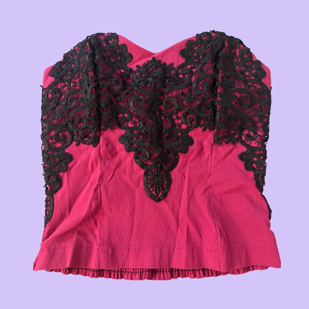 Y2K Body Central Lace Strapless Smocked Tube Top Sweetheart Scene #18